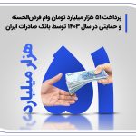 پرداخت ۵۱ هزار میلیارد تومان وام قرض‌الحسنه و حمایتی در سال ۱۴۰۳ توسط بانک صادرات ایران